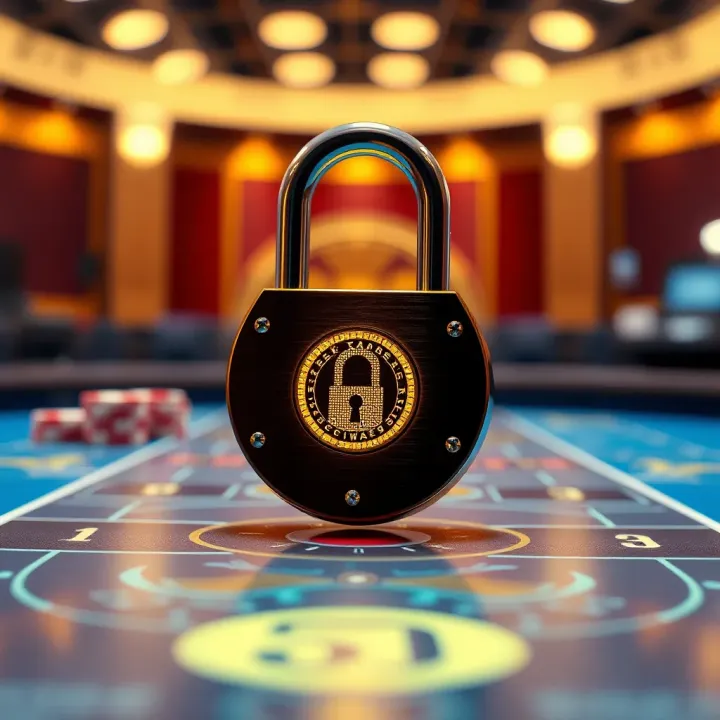 Online Casino Security and Player Protection Secure digital padlock symbolizing online casino safety