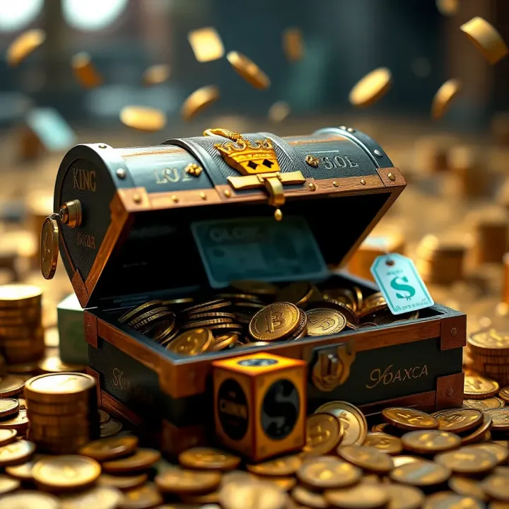 Maximizing Offers with King Billy Promo Codes Graphic depicting a treasure chest filled with coins and promotional tags