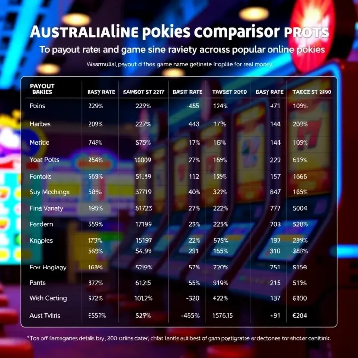 Comparison of Payout Rates and Game Variety Across Popular Online Pokies Detailed chart showing payout rates and game variety comparisons for different Australian online pokies platforms