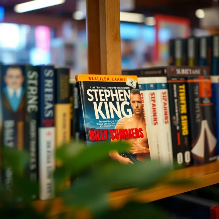 Billy Summers Available in Bookstores A bookshelf featuring a collection of Stephen King novels with Billy Summers prominently displayed