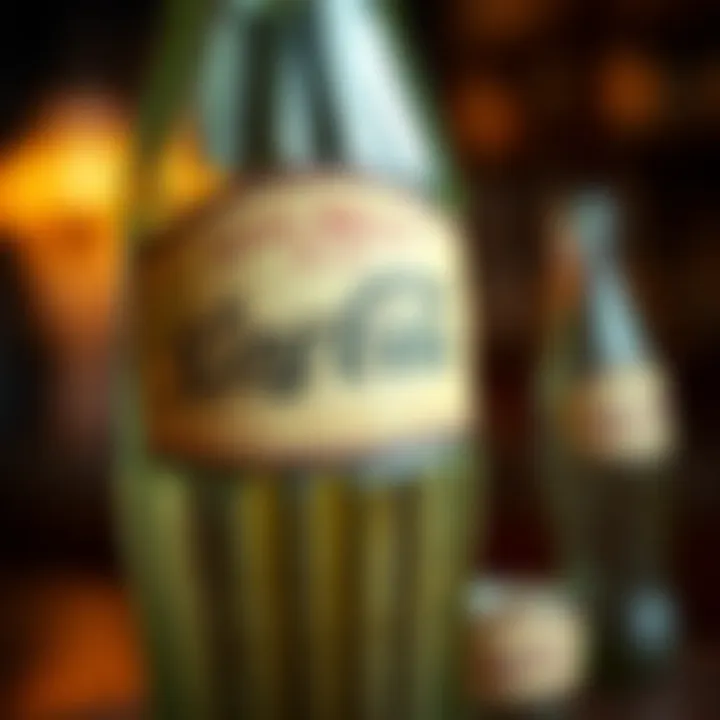 Close-up of authentic King Billy coke bottle highlighting label details and embossed glass