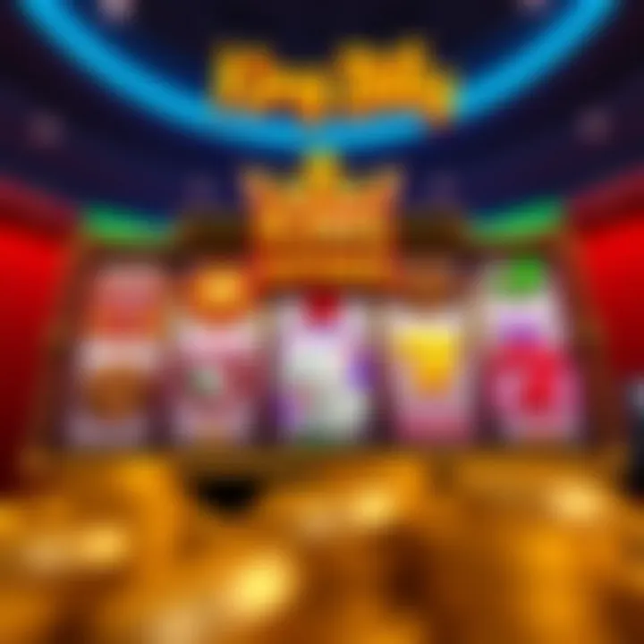 Benefits and Features of King Billy Free Spins Colorful spinning slot reels with various casino symbols representing free spins benefits