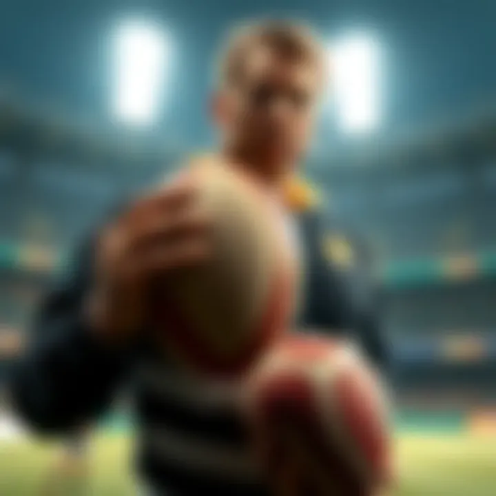 Billy Boston's Enduring Rugby League Legacy Billy Boston holding a rugby league ball with a stadium in the background