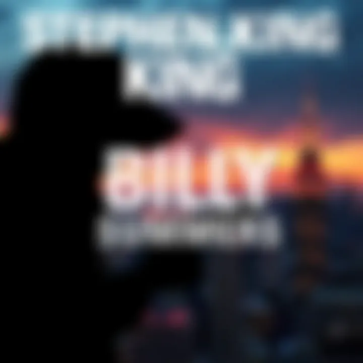 Cover art of Stephen King's novel Billy Summers featuring a shadowed figure with a gun against a twilight cityscape