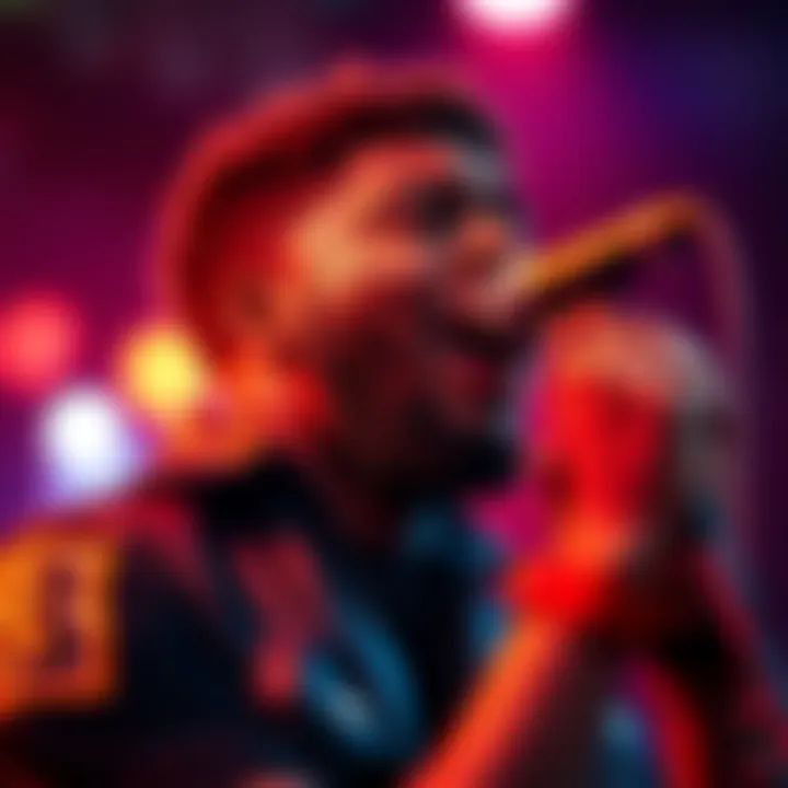 Close-up of A.B. Original performing on stage with dynamic lighting