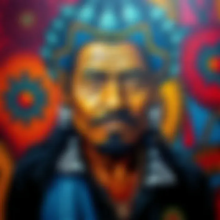 Vibrant Aboriginal art painting showcasing intricate patterns and symbols inspired by Indigenous Australian culture