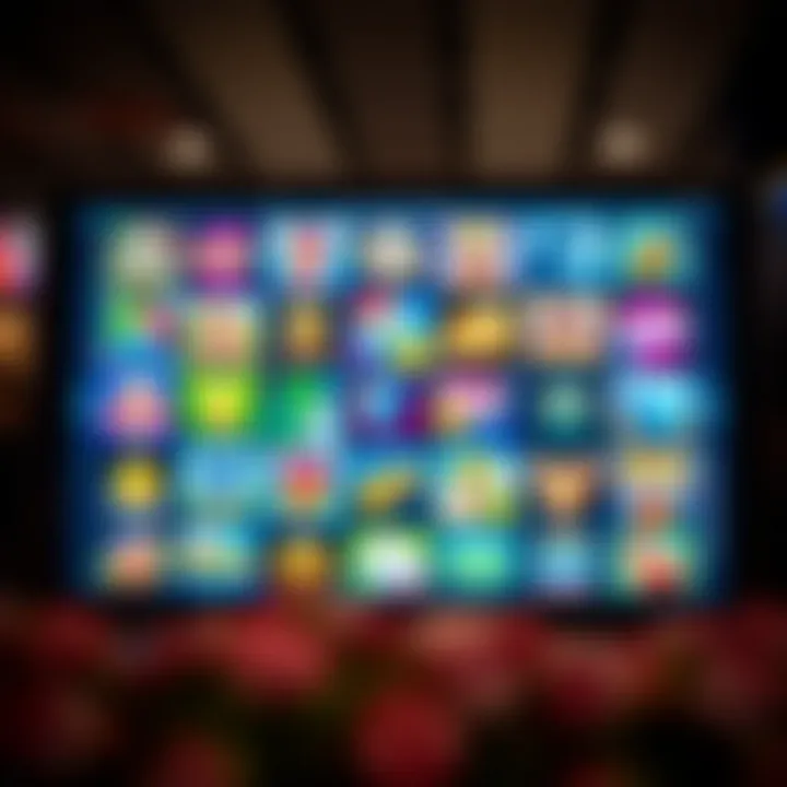 Colorful online casino game icons arranged on a digital screen illustrating game variety