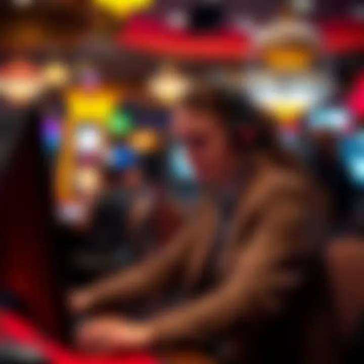 Customer support representative assisting a player via headset in a casino environment