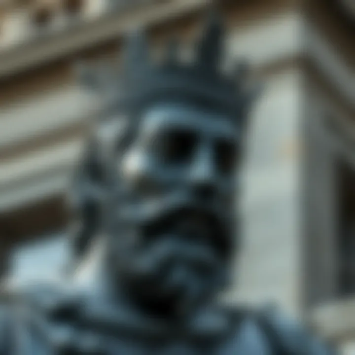 Close-up of the detailed features of the King Billy statue showing the craftsmanship of the sculpted bronze