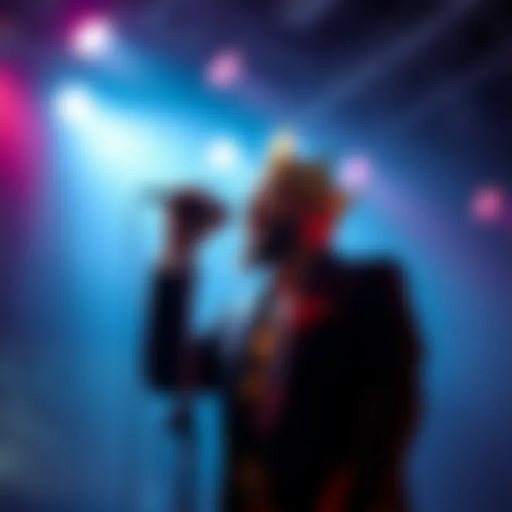 King Billy Cokebottle performing on stage with microphone