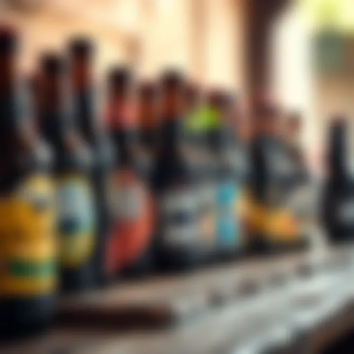 A variety of Black Sheep beer bottles arranged on a rustic wooden table highlighting their distinct labels