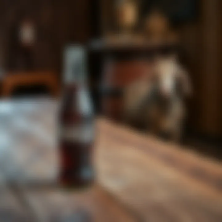 Vintage Coke Bottle Representing Cultural Artefacts Vintage Coke bottle placed beside a rustic wooden table reflecting Australian heritage
