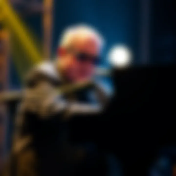 Billy Joel performing at a piano with an intense focus reflecting his storytelling style