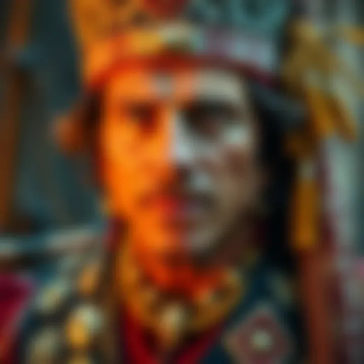 Portrait of King Billy II highlighting traditional Indigenous Australian attire and cultural symbols