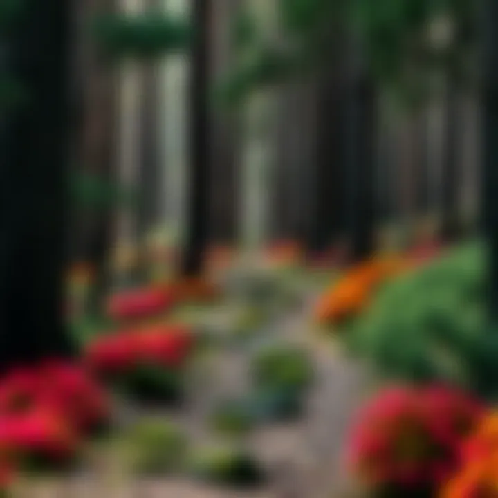 A tranquil walking trail winding through the lush King Billy Pine forest surrounded by vibrant native flora