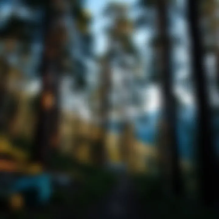 View of rugged wilderness with towering ancient King Billy pine trees along a forest trail