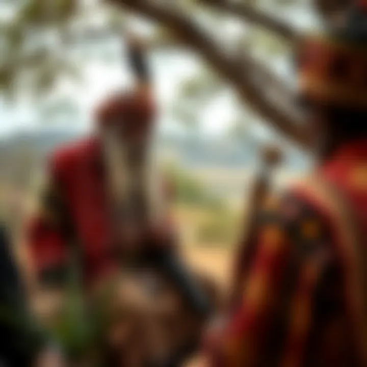 King Billy: Aboriginal Elder Sharing Cultural Wisdom King Billy, an Aboriginal elder, speaking to a group in a natural outdoor setting reflecting cultural traditions