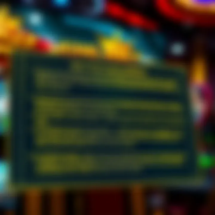 Illustration of digital gaming interface highlighting terms and conditions for casino bonuses