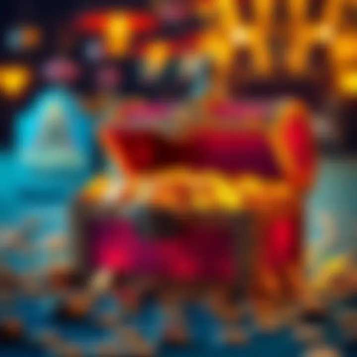 Glowing treasure chest filled with golden coins representing rewards from casino bonus codes