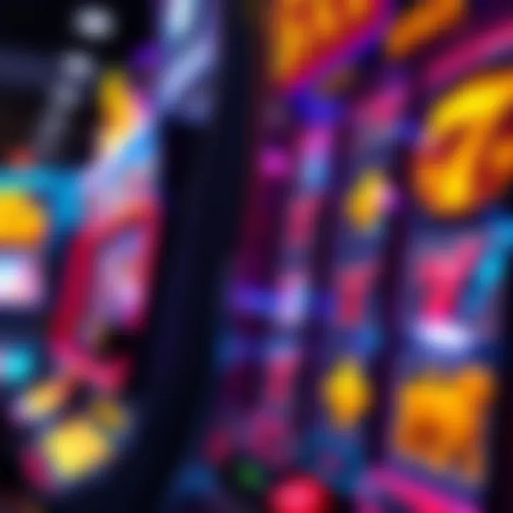 Colorful casino slot machine with glowing symbols and bonus icons