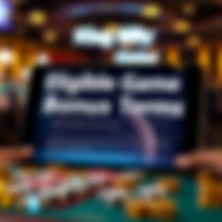Graphic showing eligible casino games and bonus terms displayed on a digital device