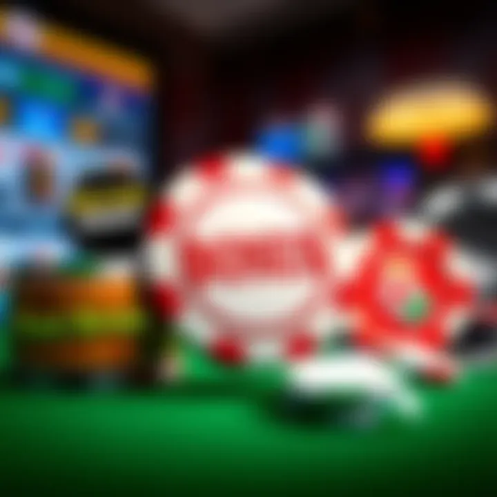 Visual representation of various casino bonuses including free spins and deposit matches around a casino chip