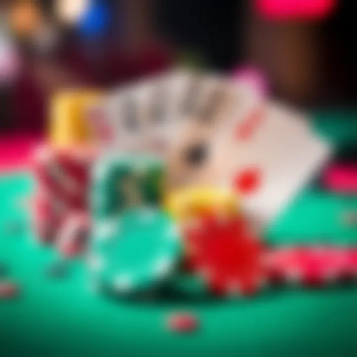 Colorful casino chips and playing cards symbolizing various bonus types offered by King Billy Casino