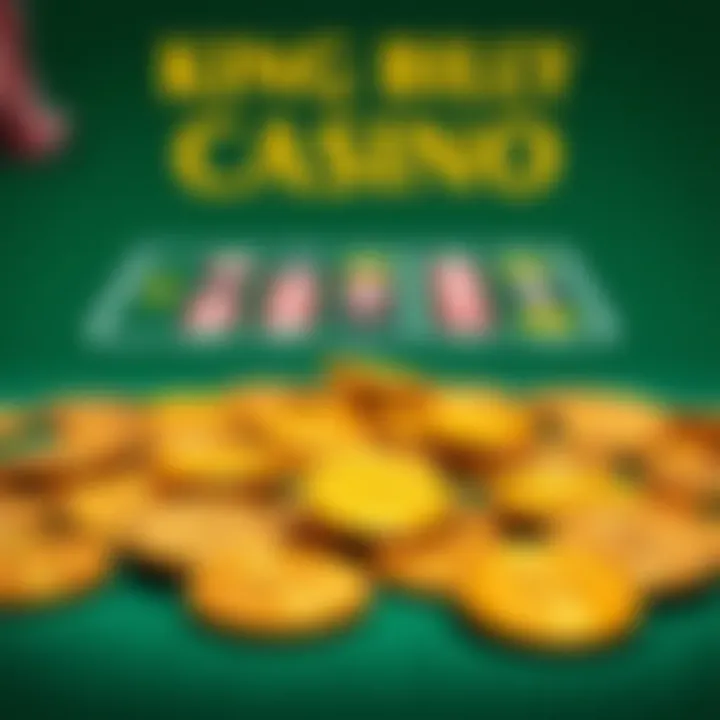 Close-up of casino tokens on a green felt table highlighting the King Billy Casino coin trick