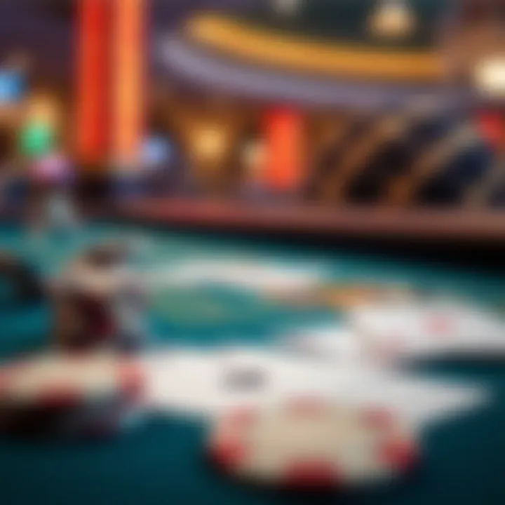 Close-up of casino chips and playing cards on a gaming table showcasing deposit options