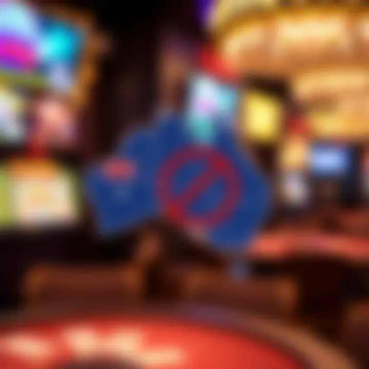 Map highlighting Australia with a restriction symbol indicating exclusion from King Billy Casino