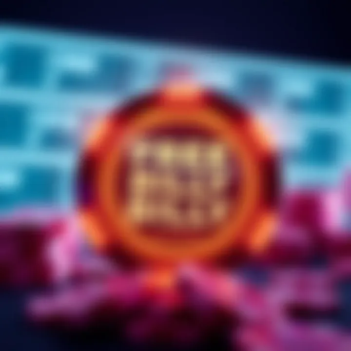 Illustration of a glowing casino chip with digital code symbols in the background representing free chip codes