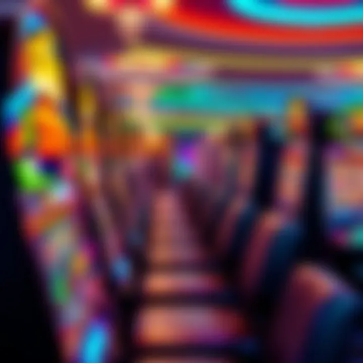 Colorful casino slot machines with bright lights and spinning reels