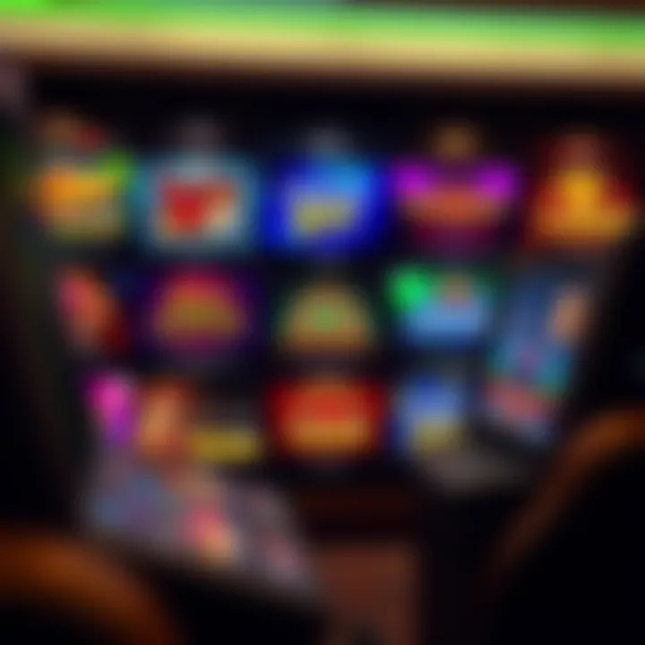 Variety of casino games displayed on a digital screen