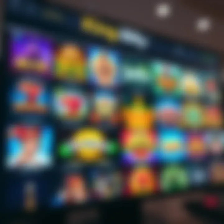 Variety of online casino games displayed on a digital interface