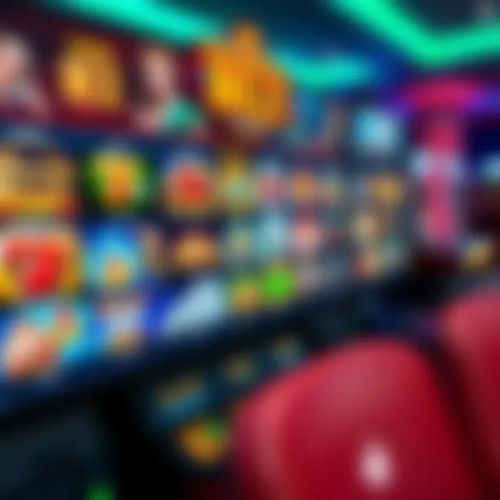 Colorful online casino interface showing diverse pokies and table game options