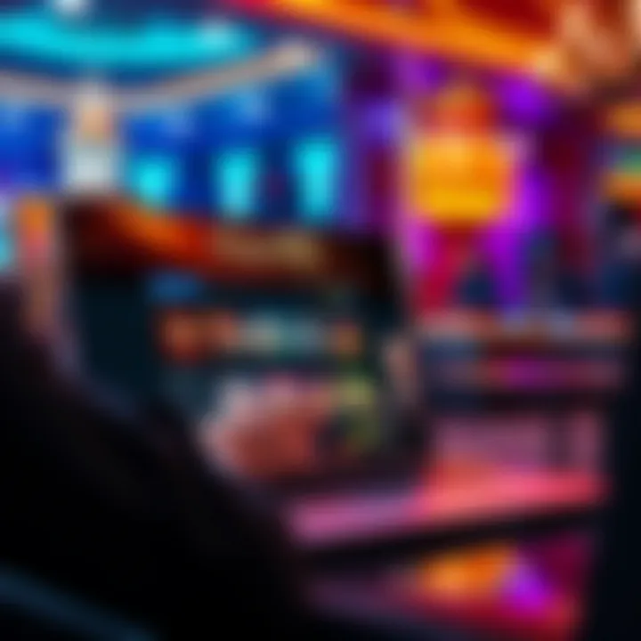 User navigating King Billy Casino Guru website on a laptop with vibrant casino graphics