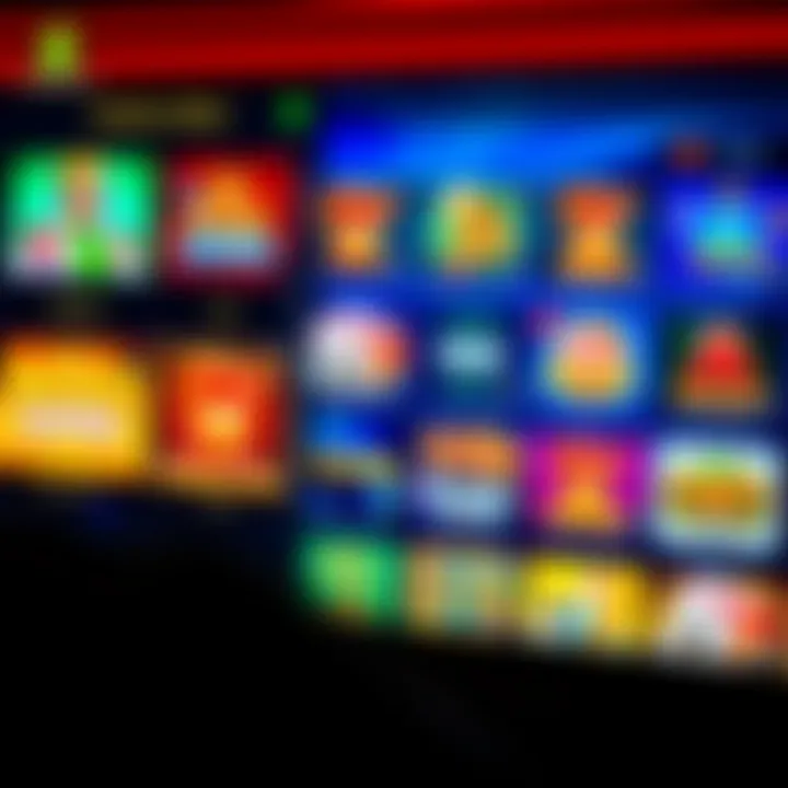 Online casino interface with various game options and vibrant graphics