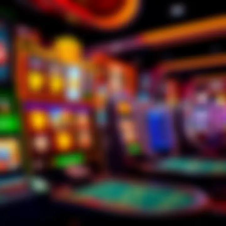 Online casino interface showing a variety of colorful digital slot games and table games