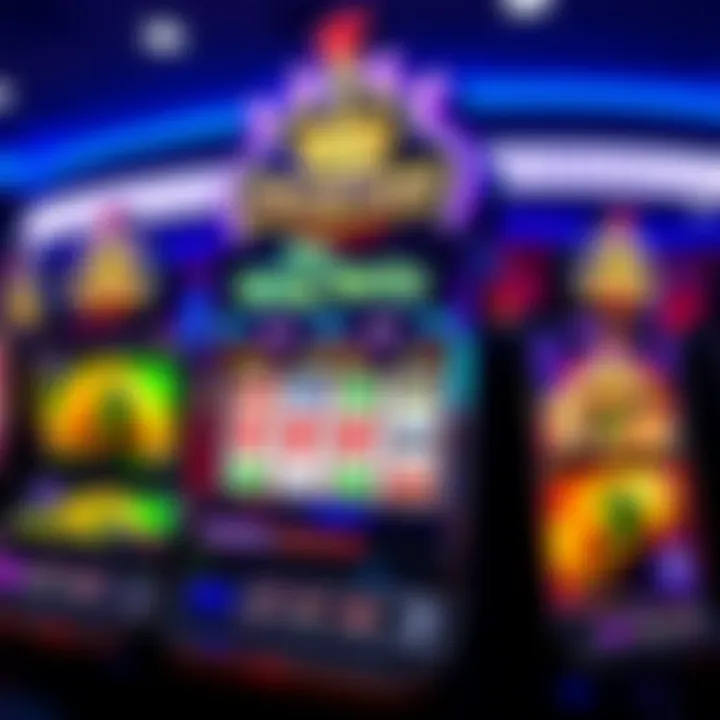 Casino slot machine with vibrant symbols and flashing lights