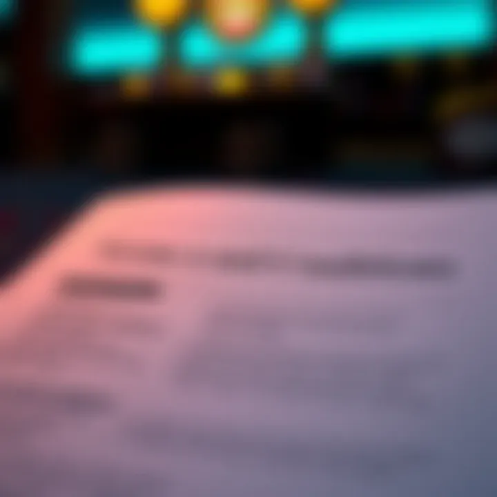 Terms and conditions document highlighting important points for casino promotions