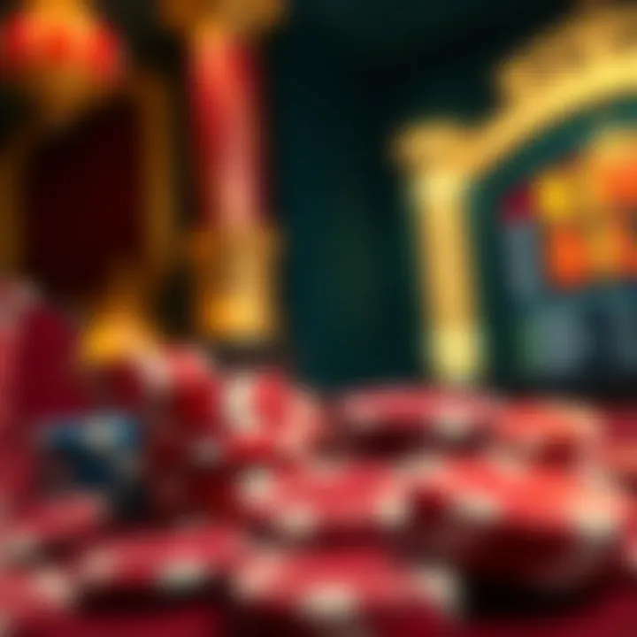 Visual depiction of casino tokens and chips with promotional offer details