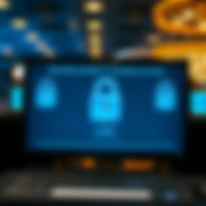 Secure login screen with encryption symbols representing safety in online casino transactions