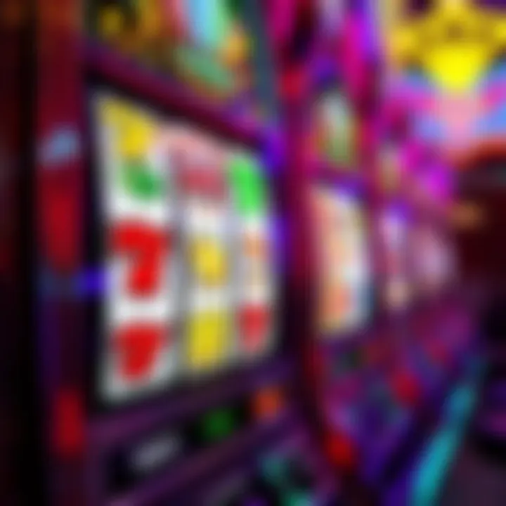 Colorful slot machine reels displaying various symbols and a winning combination
