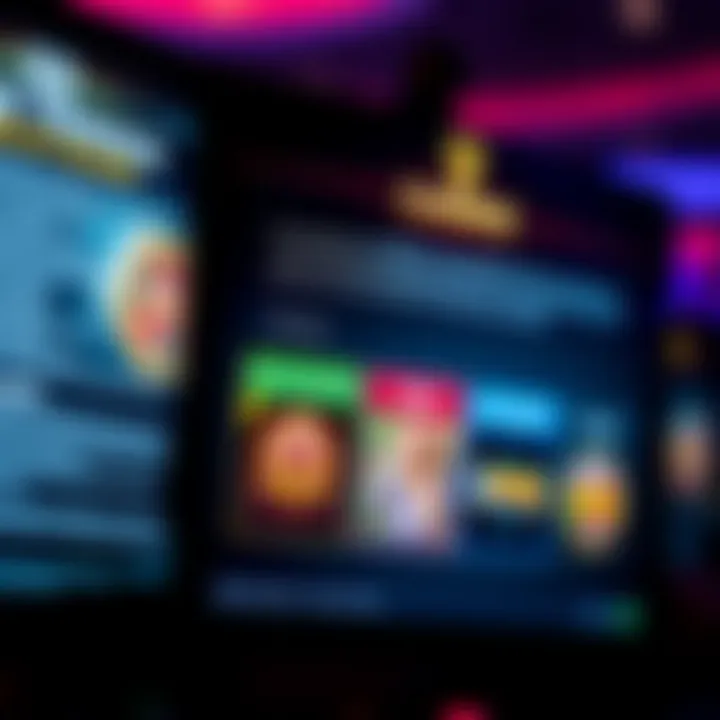 Casino interface showing terms and conditions alongside game selection options on screen