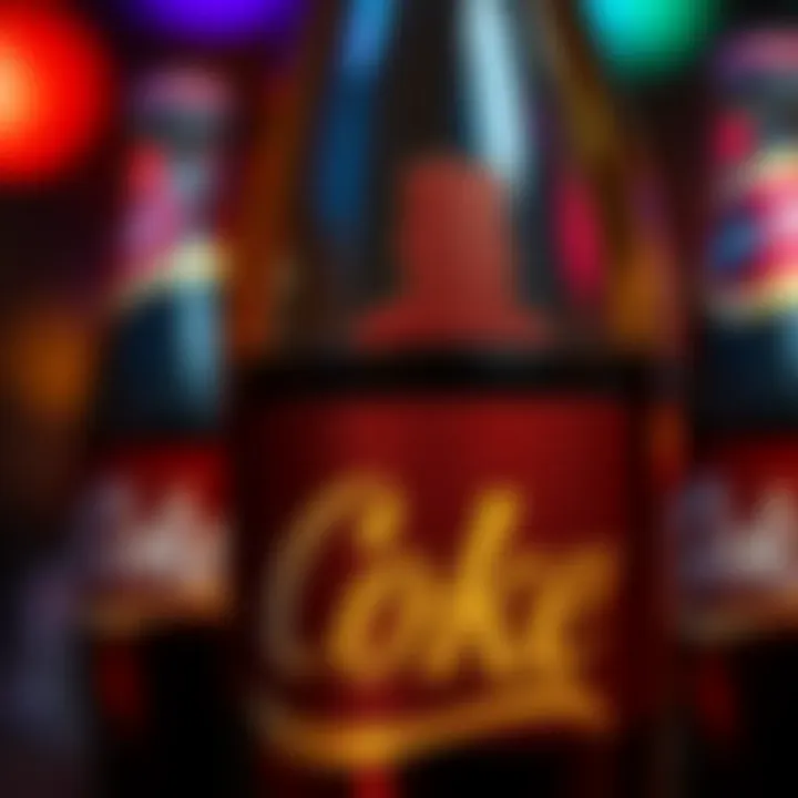 Close-up of a classic Coke bottle with King Billy's silhouette etched on the label