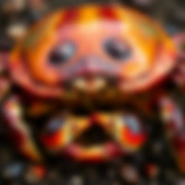 Close-up of a King Billy Coke Bottle Mud Crab showcasing its unique shell shape and vibrant coloration in natural habitat