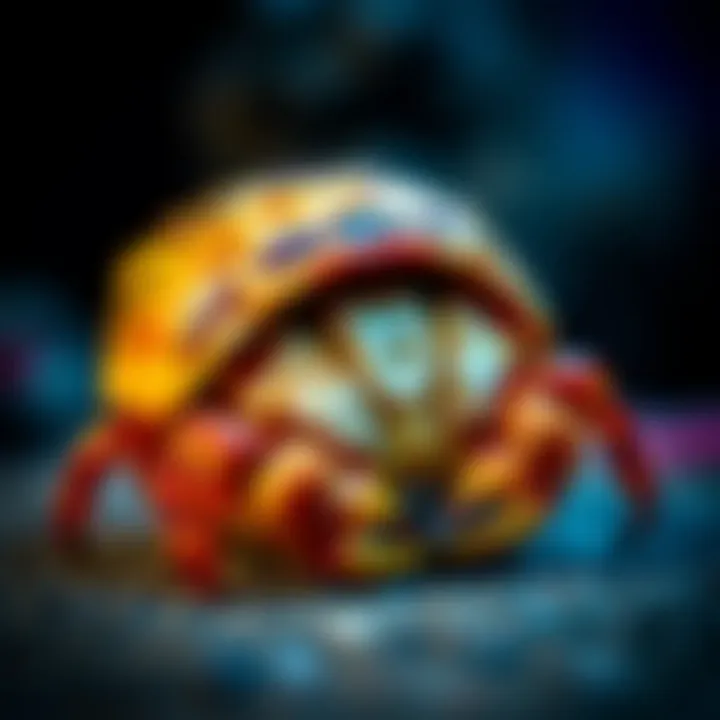 Distinctive Rounded Shell of King Billy Coke Bottle Mudcrab Close-up view of a King Billy Coke Bottle Mudcrab showcasing its distinctive rounded shell and vivid coloration