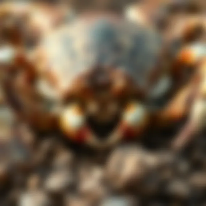 Close-up of King Billy Cokebottle mud crab showcasing its distinctive shell texture and claws