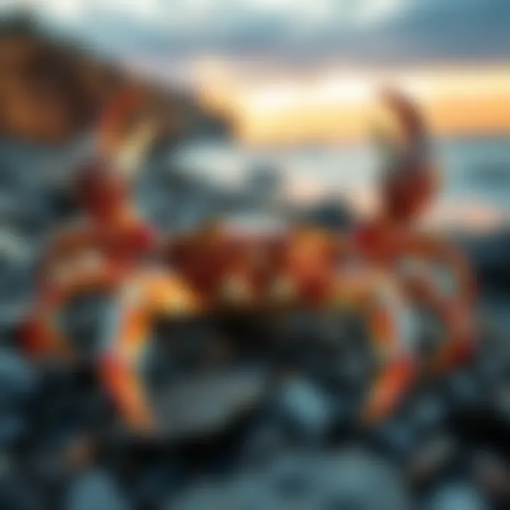 Mud Crab Symbolism in Australian Cultural Humor Illustration of a mud crab near the Australian coastline symbolizing cultural humor