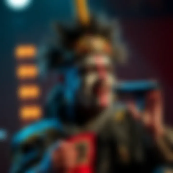 Performer in classic costume with painted face on stage during a comedy act